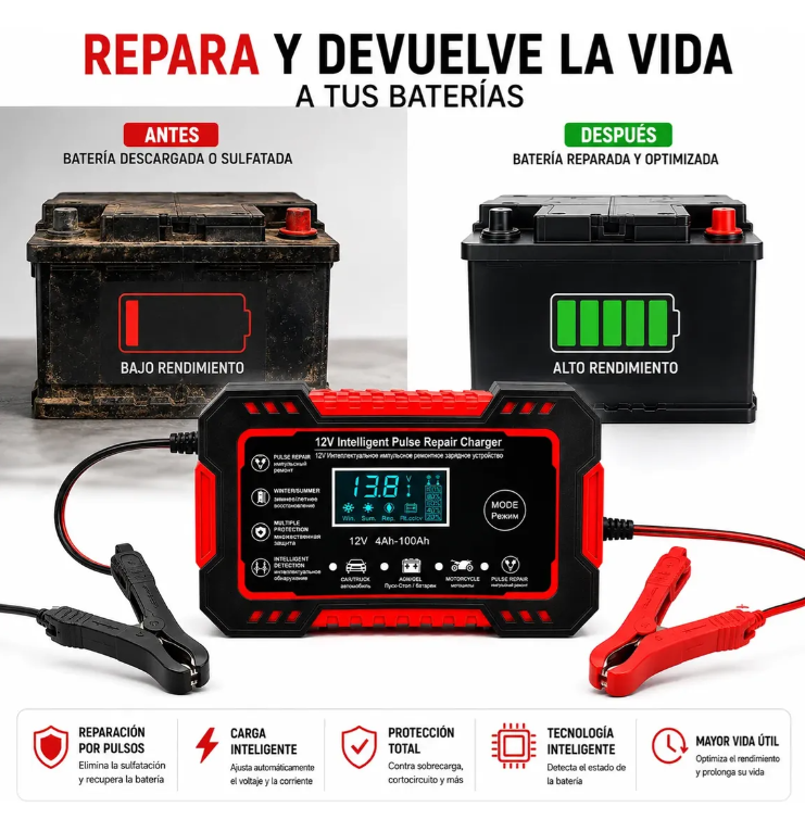 Cargador De Bateria Para Carros Y Motos
