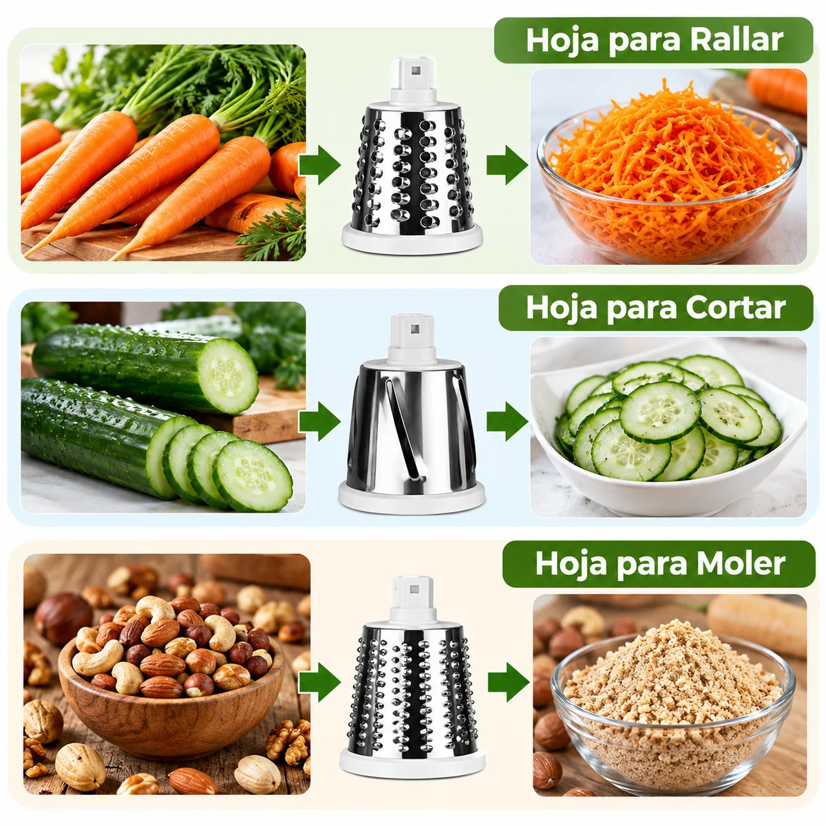 Cortador de verduras y frutas giratorio 3 en 1