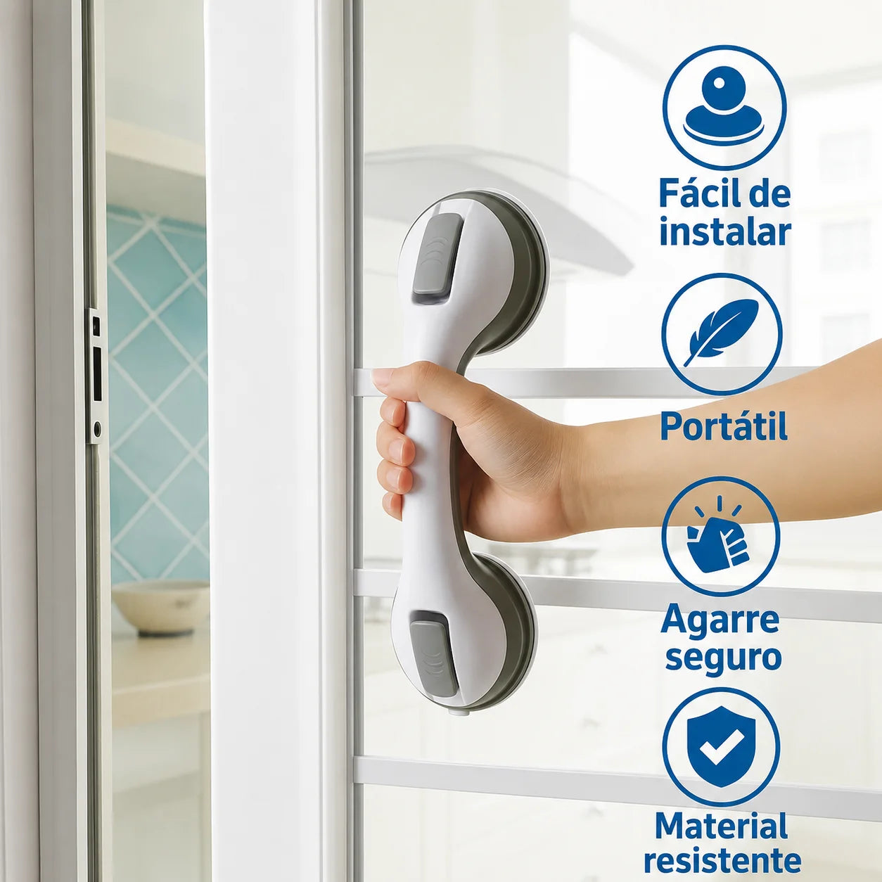 Barra de Apoyo para Baño con Ventosa