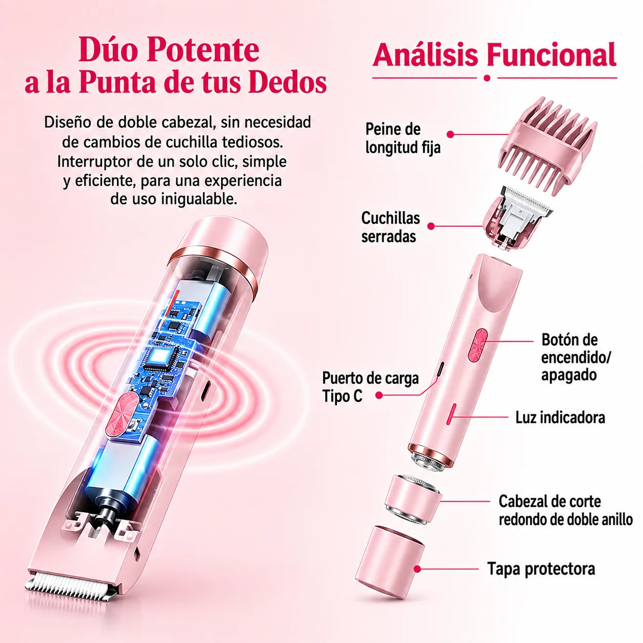 Depiladora Íntima de Doble Cabezal